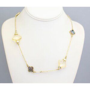 36 inch, Vintage Abalone Plastic Gold Tone Necklace - CT1